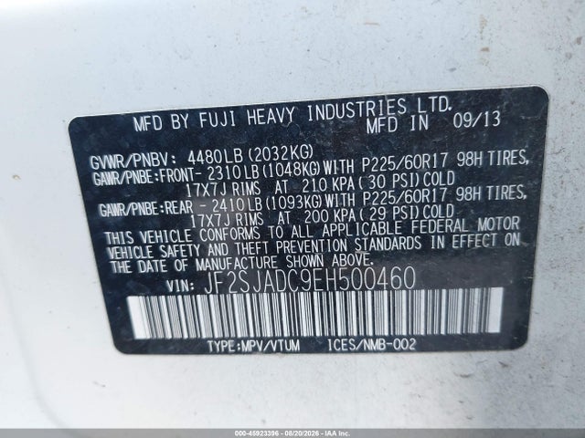Subaru Forester 2.5i Premium 2014 JF2SJADC9EH500460 Image 9
