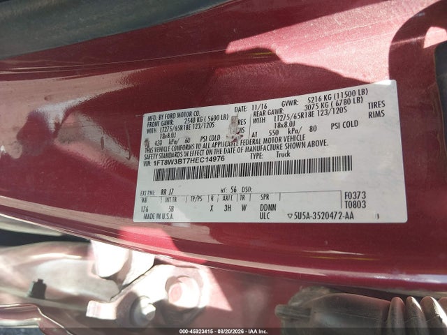 Auction sale of the 2017 Ford F-350 Lariat, vin: 1FT8W3BT7HEC14976, lot number: 45923415