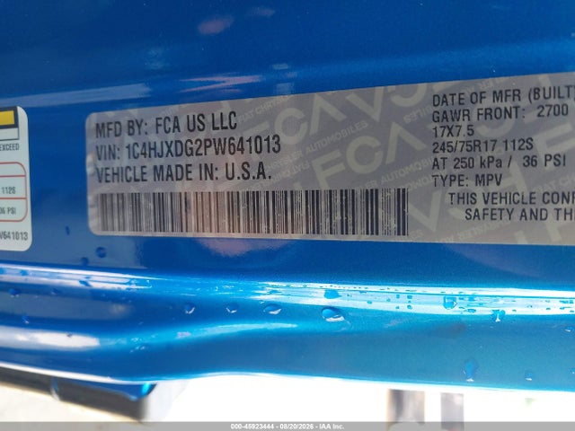 2023 Jeep Wrangler 4-door Sport 4x4 მანქანა იყიდება აუქციონზე, vin: 1C4HJXDG2PW641013, აუქციონის ნომერი: 45923444