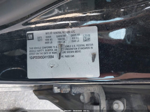 Aukcja sprzedaży 2012 Buick Verano Leather Group, vin: 1G4PS5SK5C4113584, numer aukcji: 45923461