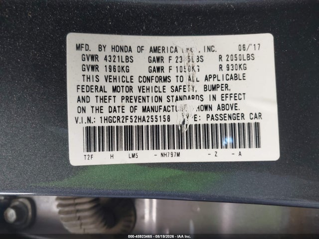 1HGCR2F52HA255158 Honda Accord Sport