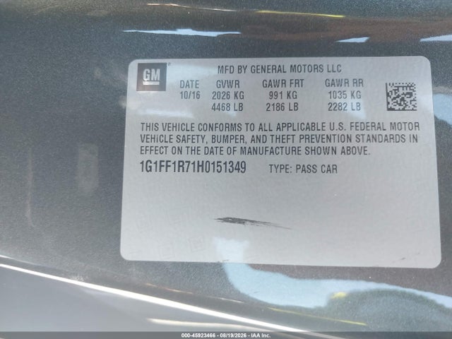 1G1FF1R71H0151349 Chevrolet Camaro 1ss