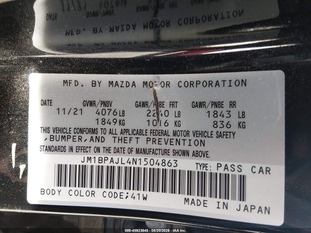 JM1BPAJL4N1504863 Mazda Mazda3 2.5 S