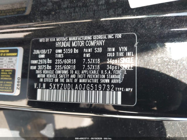 Продаж на аукціоні авто 2018 Hyundai Santa Fe Sport 2.0t, vin: 5XYZUDLA0JG519732, номер лоту: 45923711