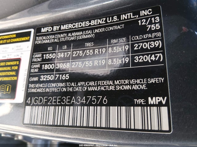 Продаж на аукціоні авто 2014 Mercedes-benz Gl 350 Bluetec 4matic, vin: 4JGDF2EE3EA347576, номер лоту: 45923757