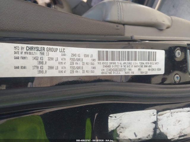45923767 :رقم المزاد ، 1C4RDHDG8DC665797 vin ، 2013 Dodge Durango Crew مزاد بيع