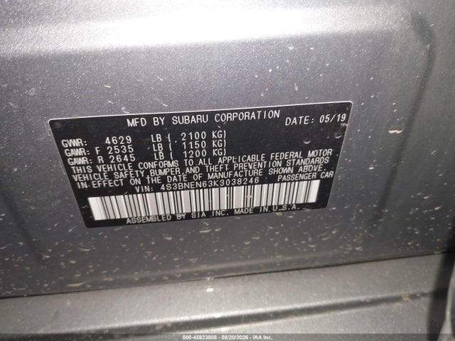 Aukcja sprzedaży 2019 Subaru Legacy 3.6r Limited, vin: 4S3BNEN63K3038246, numer aukcji: 45923808