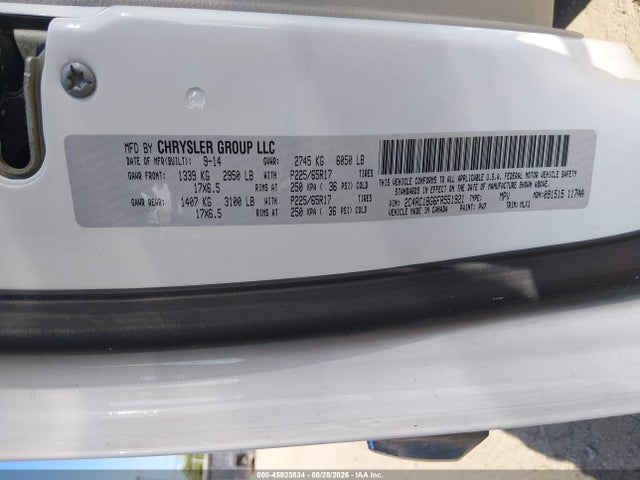 2015 Chrysler Town & Country Touring მანქანა იყიდება აუქციონზე, vin: 2C4RC1BG6FR551921, აუქციონის ნომერი: 45923834