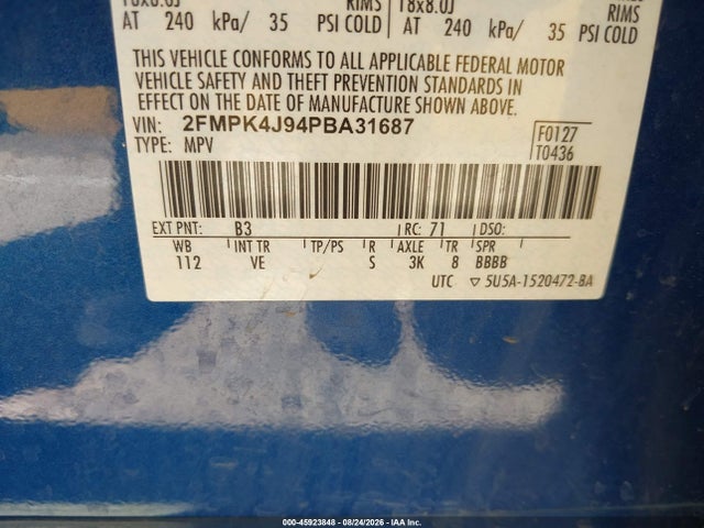 Продаж на аукціоні авто 2023 Ford Edge Sel, vin: 2FMPK4J94PBA31687, номер лоту: 45923848