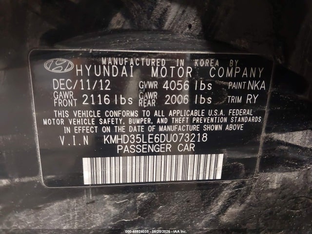 2013 Hyundai Elantra Gt მანქანა იყიდება აუქციონზე, vin: KMHD35LE6DU073218, აუქციონის ნომერი: 45924035
