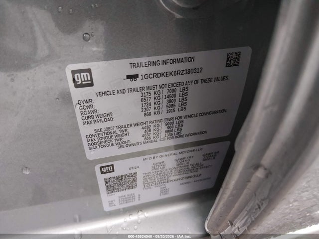 2024 Chevrolet Silverado 1500 4wd  Standard Bed Lt With 2ft მანქანა იყიდება აუქციონზე, vin: 1GCRDKEK6RZ380312, აუქციონის ნომერი: 45924040