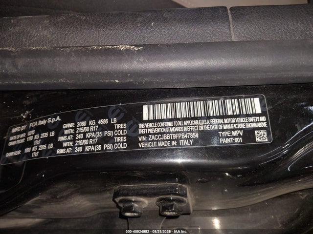 Aukcja sprzedaży 2015 Jeep Renegade Latitude, vin: ZACCJBBT9FPB47854, numer aukcji: 45924082
