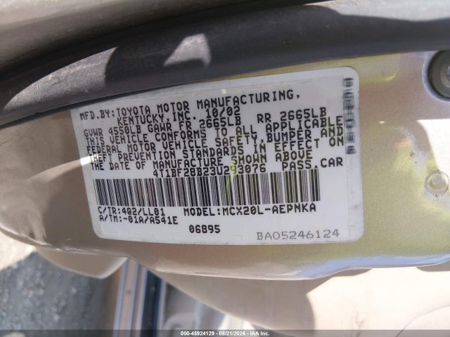 Aukcja sprzedaży 2003 Toyota Avalon Xl, vin: 4T1BF28B23U293076, numer aukcji: 45924129