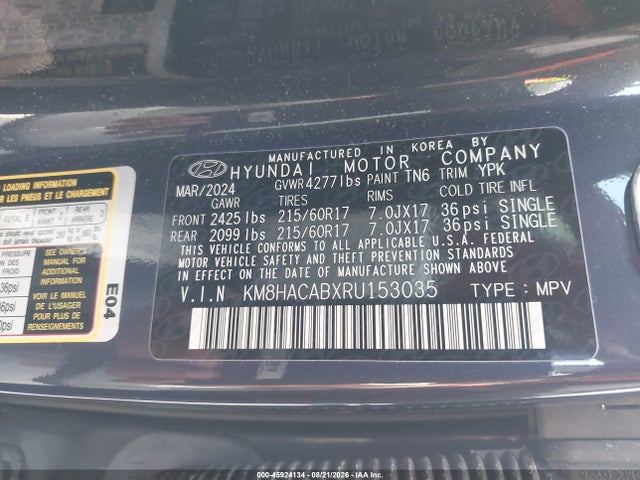 Aukcja sprzedaży 2024 Hyundai Kona Se, vin: KM8HACABXRU153035, numer aukcji: 45924134