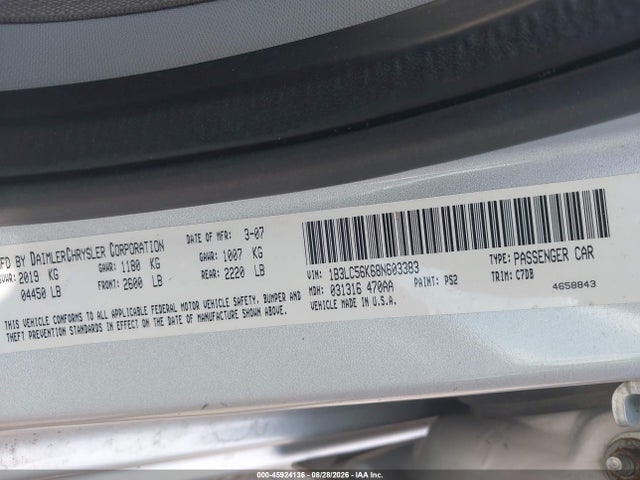 Aukcja sprzedaży 2008 Dodge Avenger Sxt, vin: 1B3LC56K68N603383, numer aukcji: 45924136
