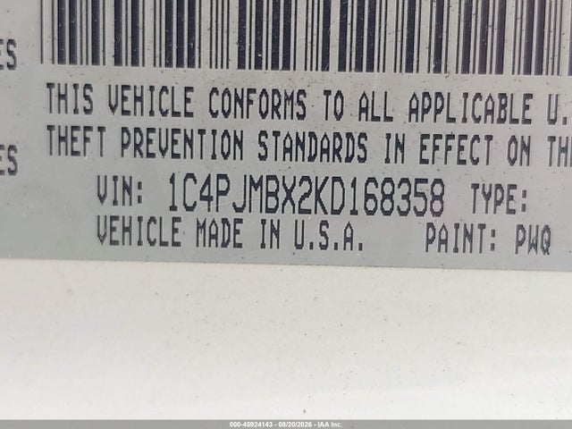 Продажа на аукционе авто 2019 Jeep Cherokee Trailhawk 4x4, vin: 1C4PJMBX2KD168358, номер лота: 45924143
