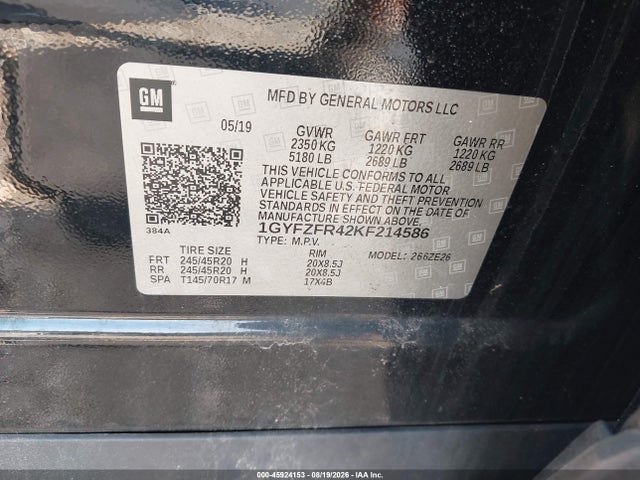 Aukcja sprzedaży 2019 Cadillac Xt4 Sport, vin: 1GYFZFR42KF214586, numer aukcji: 45924153