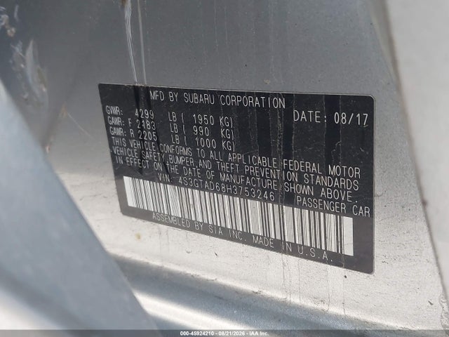 Продаж на аукціоні авто 2017 Subaru Impreza 2.0i Premium, vin: 4S3GTAD68H3753246, номер лоту: 45924210