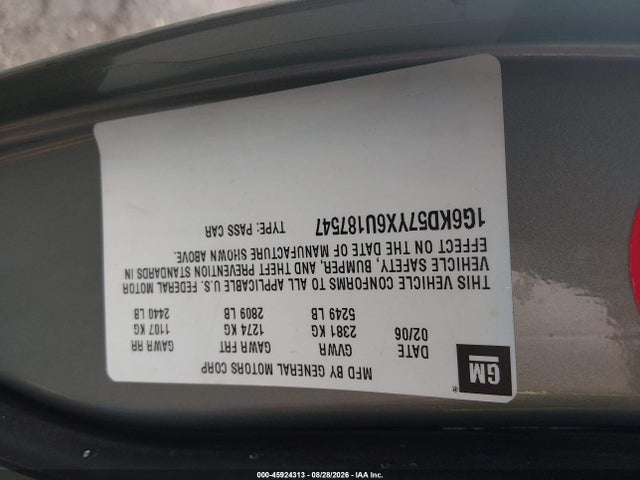 Продажа на аукционе авто 2006 Cadillac Dts 1sb, vin: 1G6KD57YX6U187547, номер лота: 45924313