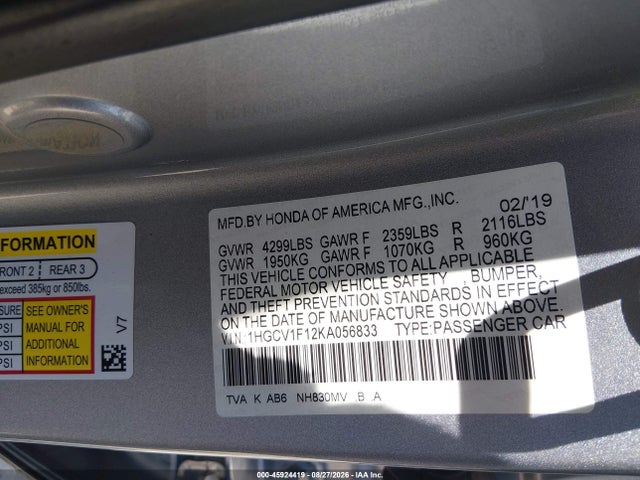 1HGCV1F12KA056833 Honda ACCORD LX