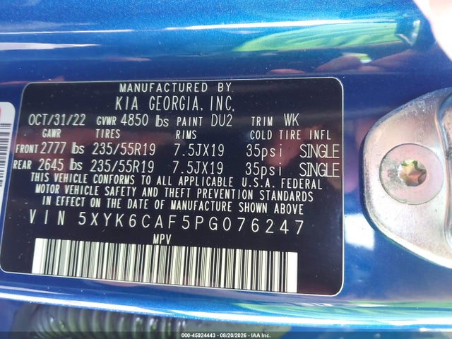 Aukcja sprzedaży 2023 Kia Sportage X-line, vin: 5XYK6CAF5PG076247, numer aukcji: 45924443
