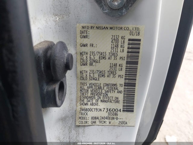 Aukcja sprzedaży 2018 Nissan Frontier S, vin: 1N6BD0CT9JN736004, numer aukcji: 45924499