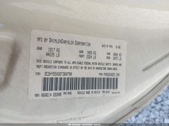 45924506 :رقم المزاد ، 3C3HY55X26T360790 vin ، 2006 Chrysler Pt Cruiser Touring مزاد بيع