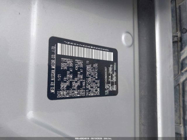 45924519 :رقم المزاد ، JN8AY2AD8M9660867 vin ، 2021 Nissan Armada Sv 4wd مزاد بيع