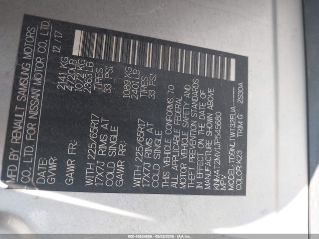 Продаж на аукціоні авто 2018 Nissan Rogue Sv, vin: KNMAT2MV1JP545680, номер лоту: 45924586