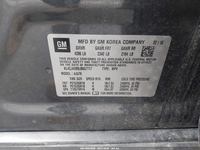 Продаж на аукціоні авто 2018 Buick Encore Preferred, vin: KL4CJASB9JB657717, номер лоту: 45924589