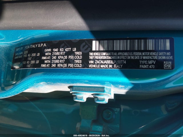 ZACNJABB3LPL50774 Jeep Renegade Latitude Fwd