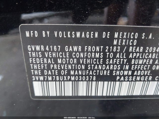2023 Volkswagen Jetta 1.5t Se მანქანა იყიდება აუქციონზე, vin: 3VW7M7BUXPM030378, აუქციონის ნომერი: 45924650