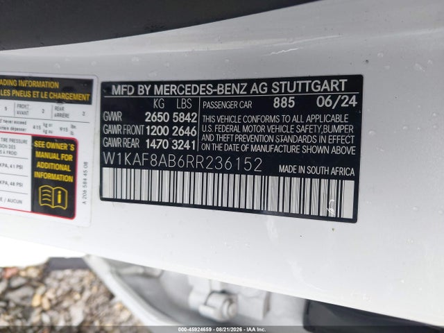 W1KAF8AB6RR236152 Mercedes-Benz Amg C 63 S E Performance