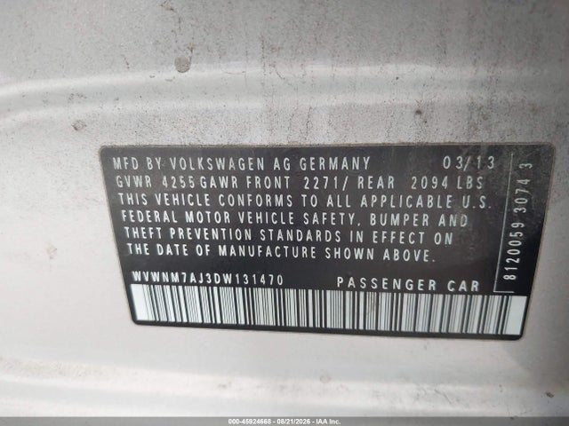 Продаж на аукціоні авто 2013 Volkswagen Golf 2.0l Tdi 4-door, vin: WVWNM7AJ3DW131470, номер лоту: 45924668