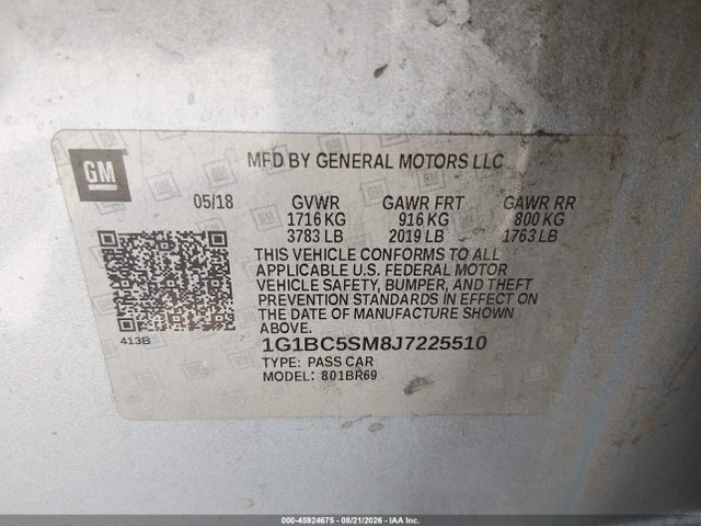 Chevrolet Cruze Ls Auto 2018 1G1BC5SM8J7225510 Image 8