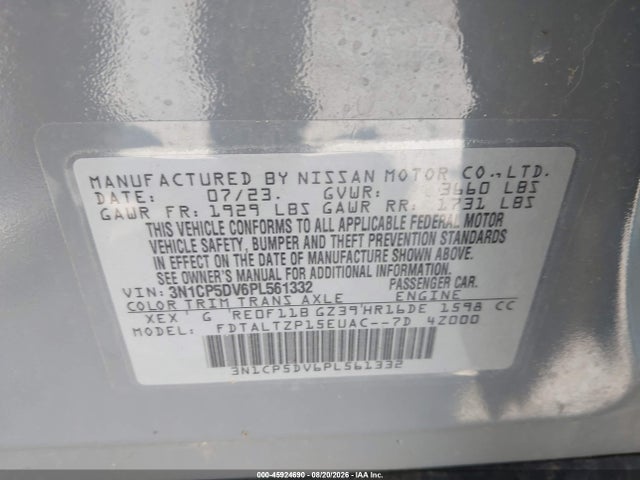 Продажа на аукционе авто 2023 Nissan Kicks Sr Xtronic Cvt, vin: 3N1CP5DV6PL561332, номер лота: 45924690