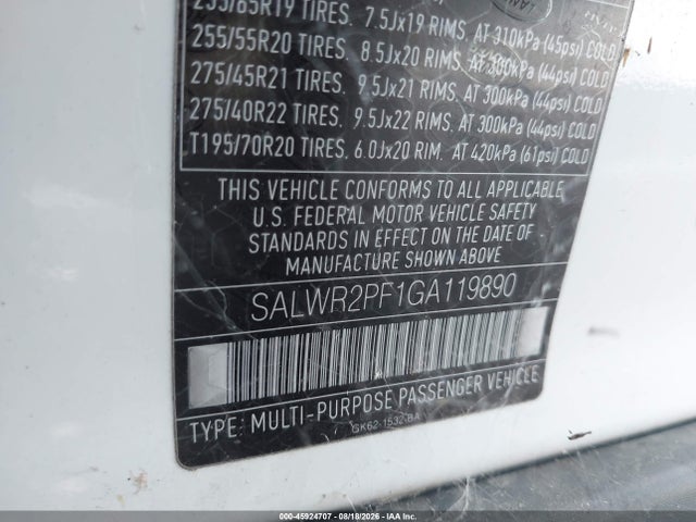Продажа на аукционе авто 2016 Land Rover Range Rover Sport 3.0l V6 Supercharged Hse, vin: SALWR2PF1GA119890, номер лота: 45924707