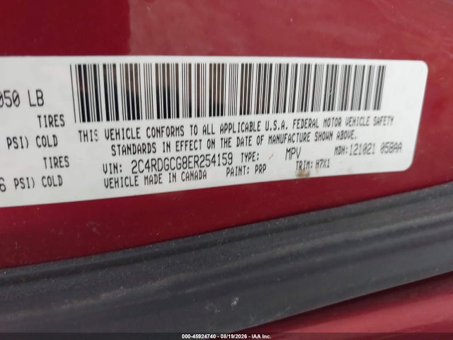 2014 Dodge Grand Caravan Sxt/sxt 30th Anniversary მანქანა იყიდება აუქციონზე, vin: 2C4RDGCG8ER254159, აუქციონის ნომერი: 45924740