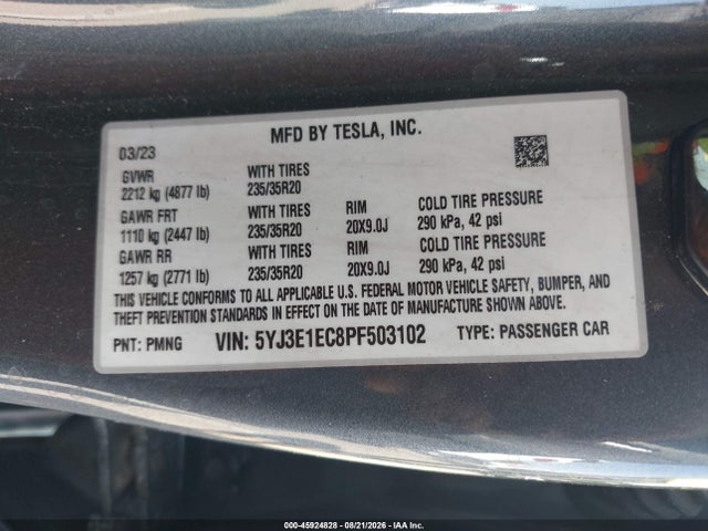 Tesla Model 3 Performance Dual Motor All-wheel Drive 2023 5YJ3E1EC8PF503102 Image 9