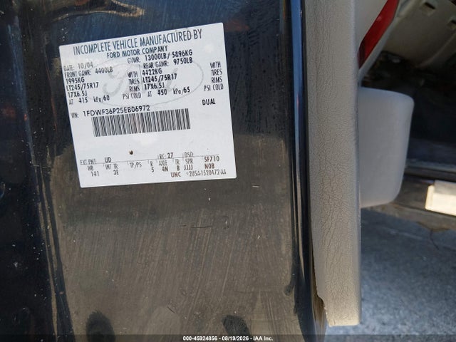 45924856 :رقم المزاد ، 1FDWF36P25EB06972 vin ، 2005 Ford F-350 مزاد بيع
