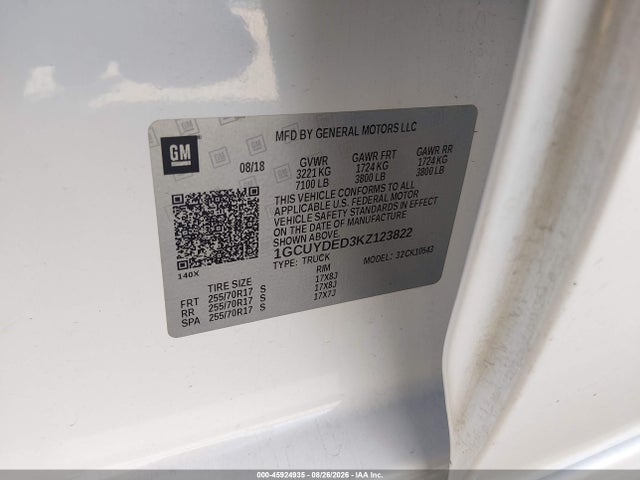 1GCUYDED3KZ123822 Chevrolet Silverado 1500 Lt