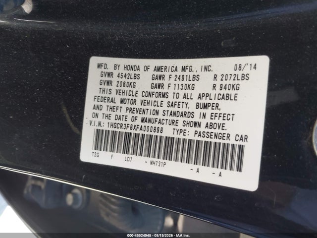 1HGCR3F8XFA000898 Honda Accord Ex-l V-6