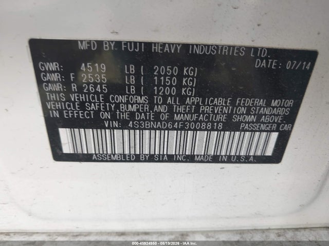 4S3BNAD64F3008818 Subaru Legacy 2.5i Premium