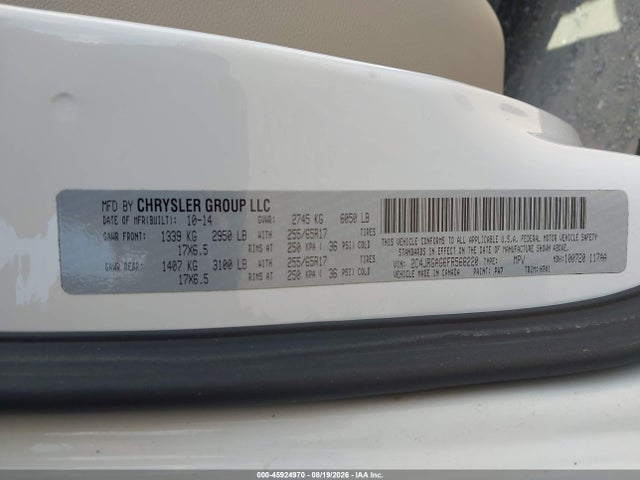 45924970 :رقم المزاد ، 2C4JRGAG6FR568220 vin ، 2015 Ram Cargo Tradesman مزاد بيع