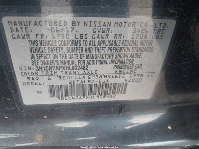Nissan Versa 1.6 Sv 2017 3N1CN7APXHL902482 Image 9