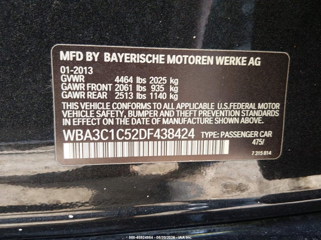 Aukcja sprzedaży 2013 Bmw 328i, vin: WBA3C1C52DF438424, numer aukcji: 45924984
