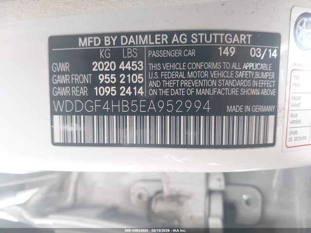 45924990 :رقم المزاد ، WDDGF4HB5EA952994 vin ، 2014 Mercedes-benz C 250 Luxury/sport مزاد بيع