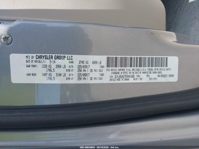 45924993 :رقم المزاد ، 2C4JRGAG7ER401685 vin ، 2014 Ram Cargo Tradesman مزاد بيع