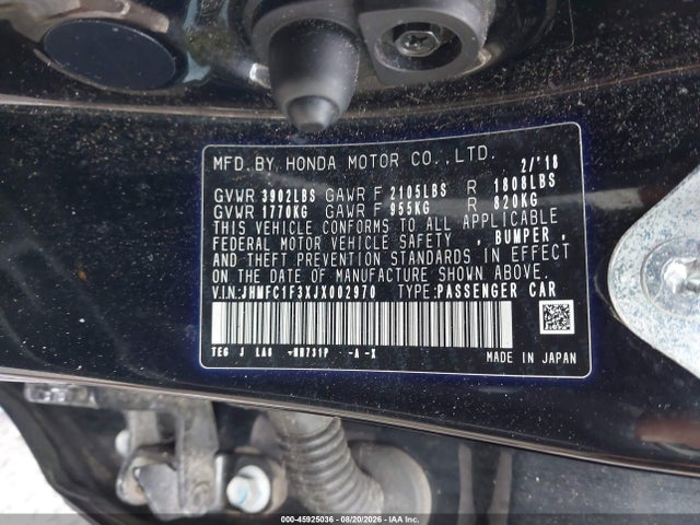 Продажа на аукционе авто 2018 Honda Civic Ex-t, vin: JHMFC1F3XJX002970, номер лота: 45925036