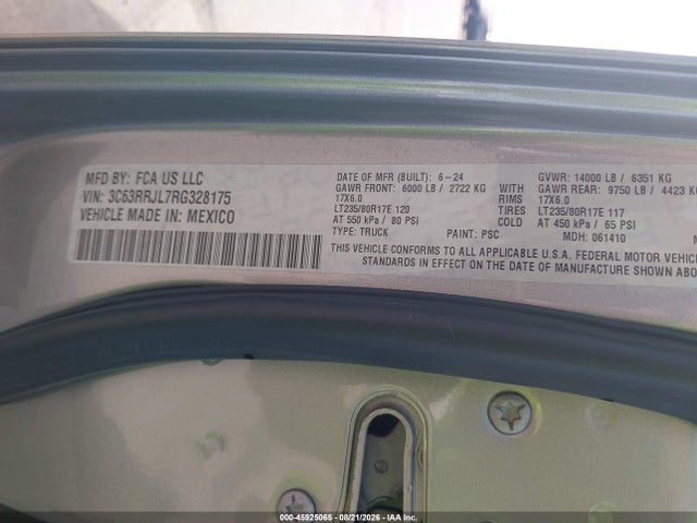 Продаж на аукціоні авто 2024 Ram 3500 Laramie  4x4 8' Box, vin: 3C63RRJL7RG328175, номер лоту: 45925065